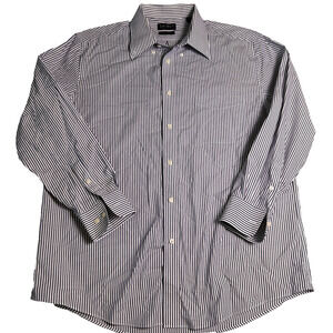 Lauren Ralph Lauren Button Down Mens 32/33-16.5 Blue White Stripes Dress Up